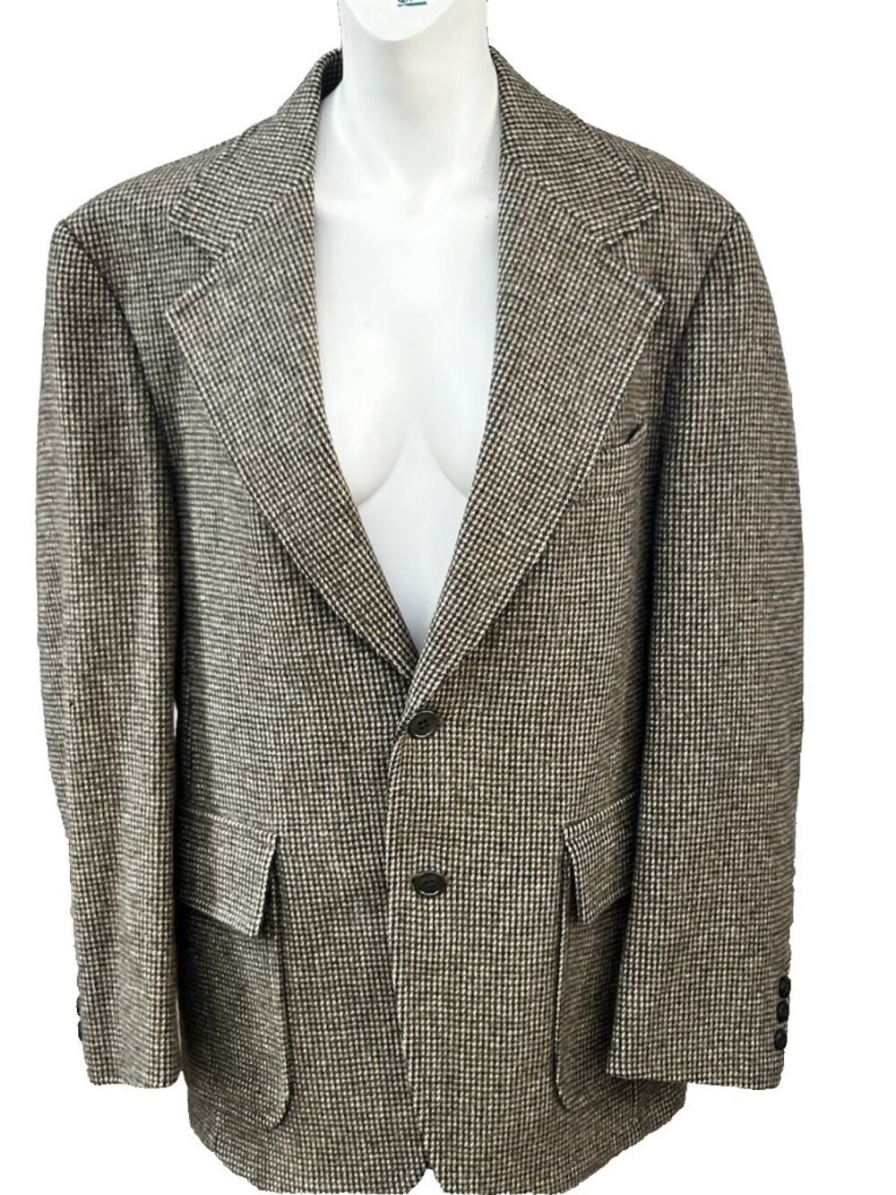 Vintage Hyde Park Tweed Blazer Jacket Womens 40 Brown Houndstooth Wool Blend